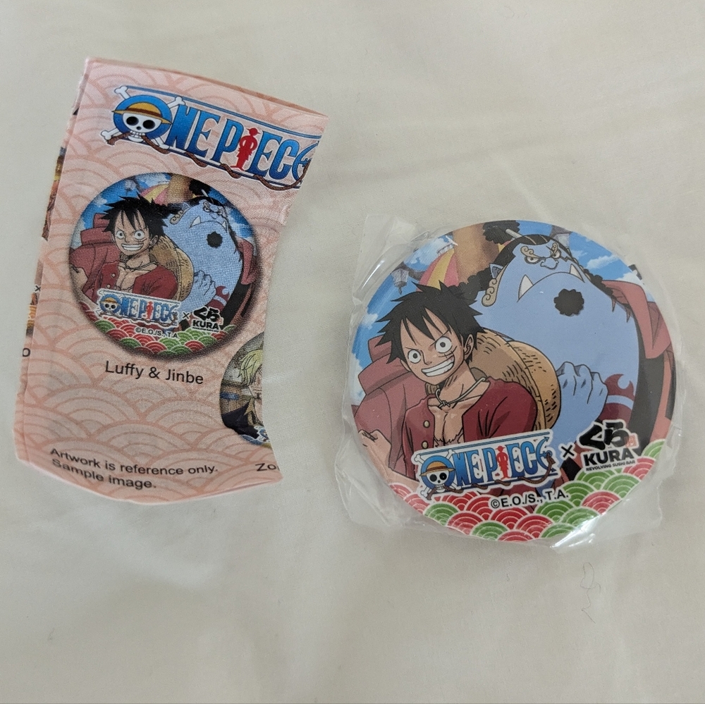 one piece luffy & jinbei pin badge